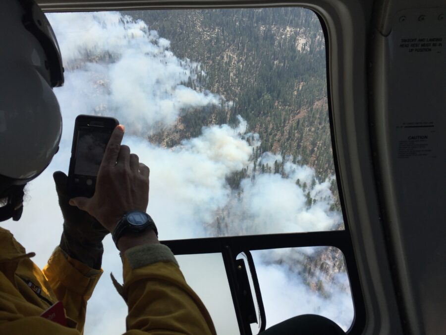 Helicopter surveillance wildfire Tulare County